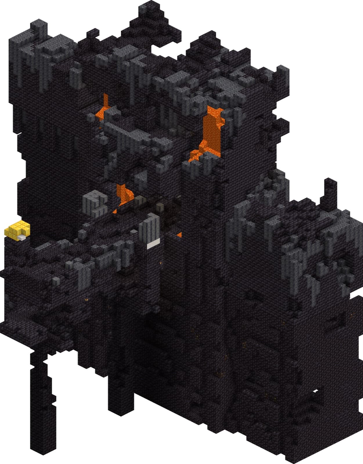 Vestiges de bastion en roche noire, variante du pont