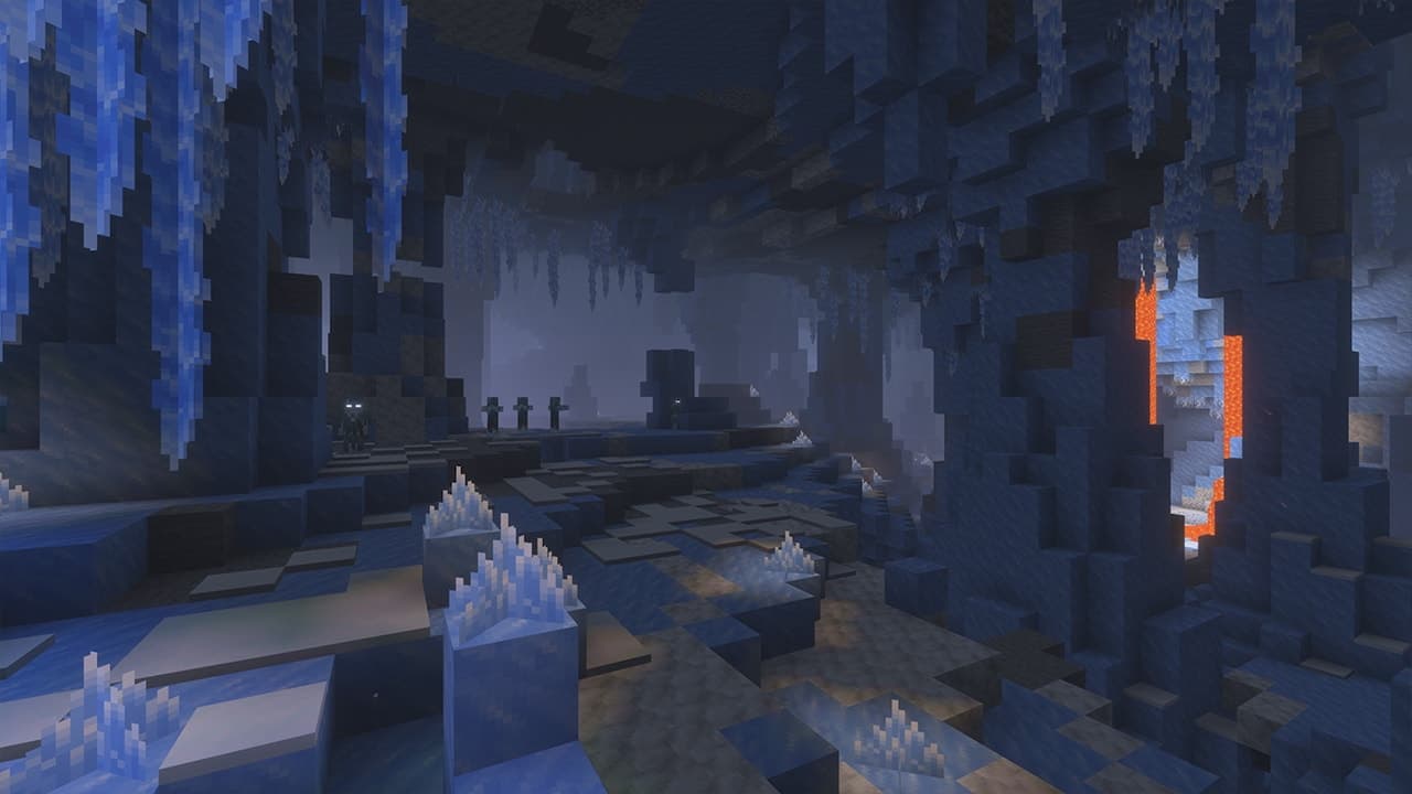 Cavernes de glace Minecraft avec stalactites de glace et zombies gelés