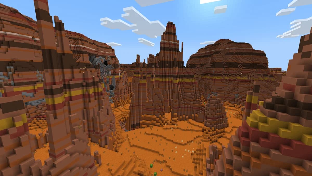 Badlands érodées dans Minecraft