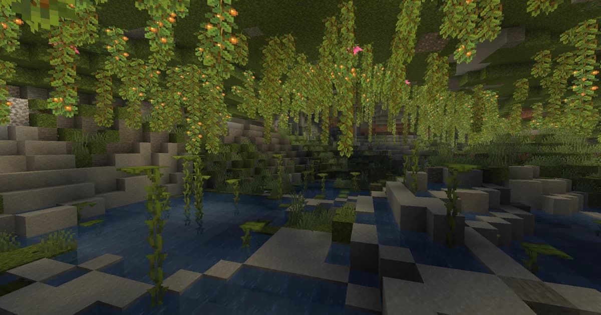 Cavernes luxuriantes dans Minecraft