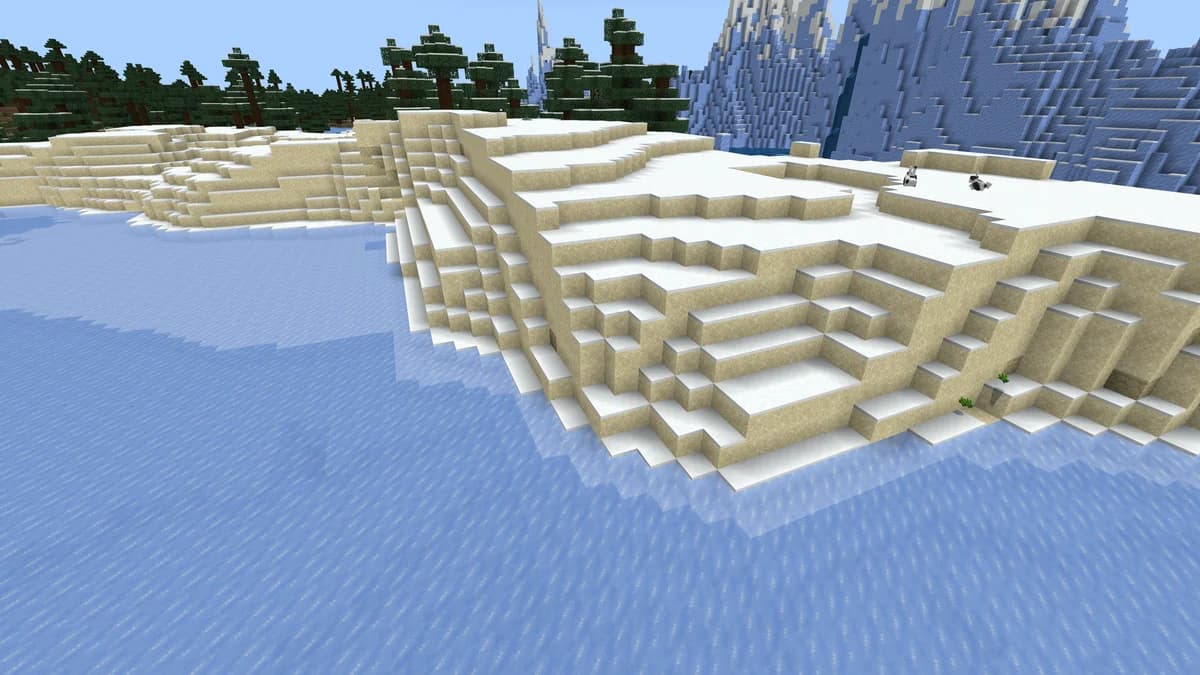Plage enneigée dans Minecraft