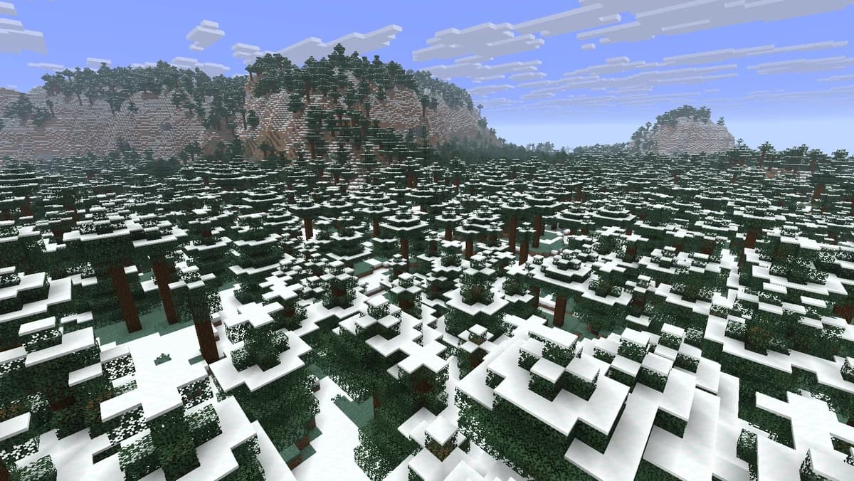 Taïga enneigée dans Minecraft