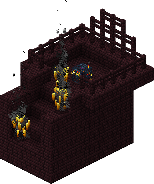 Générateur de blazes sur sa plateforme dans une forteresse du Nether