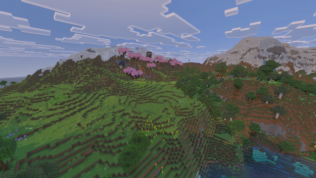 L’Overworld de Minecraft avec les Graphismes éclatants (Vibrant Visuals)