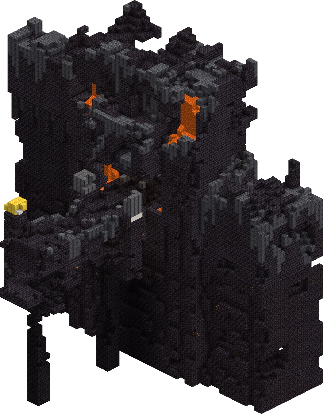 Vestiges de bastion en roche noire, variante du pont
