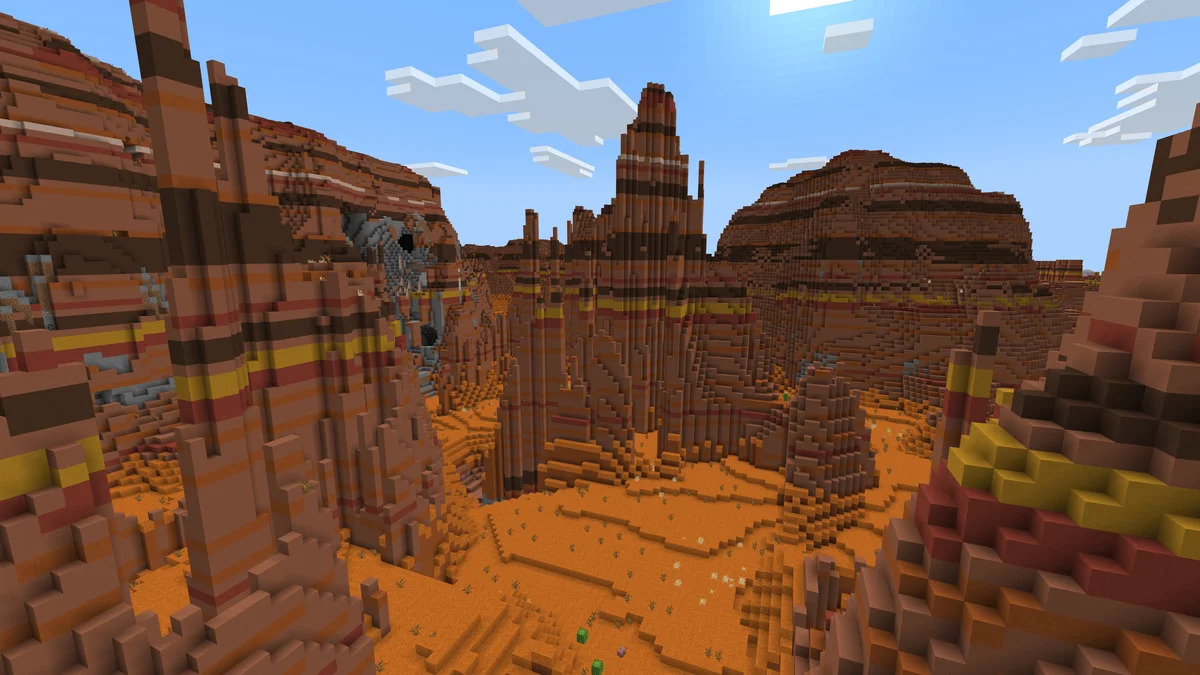 Badlands érodées dans Minecraft