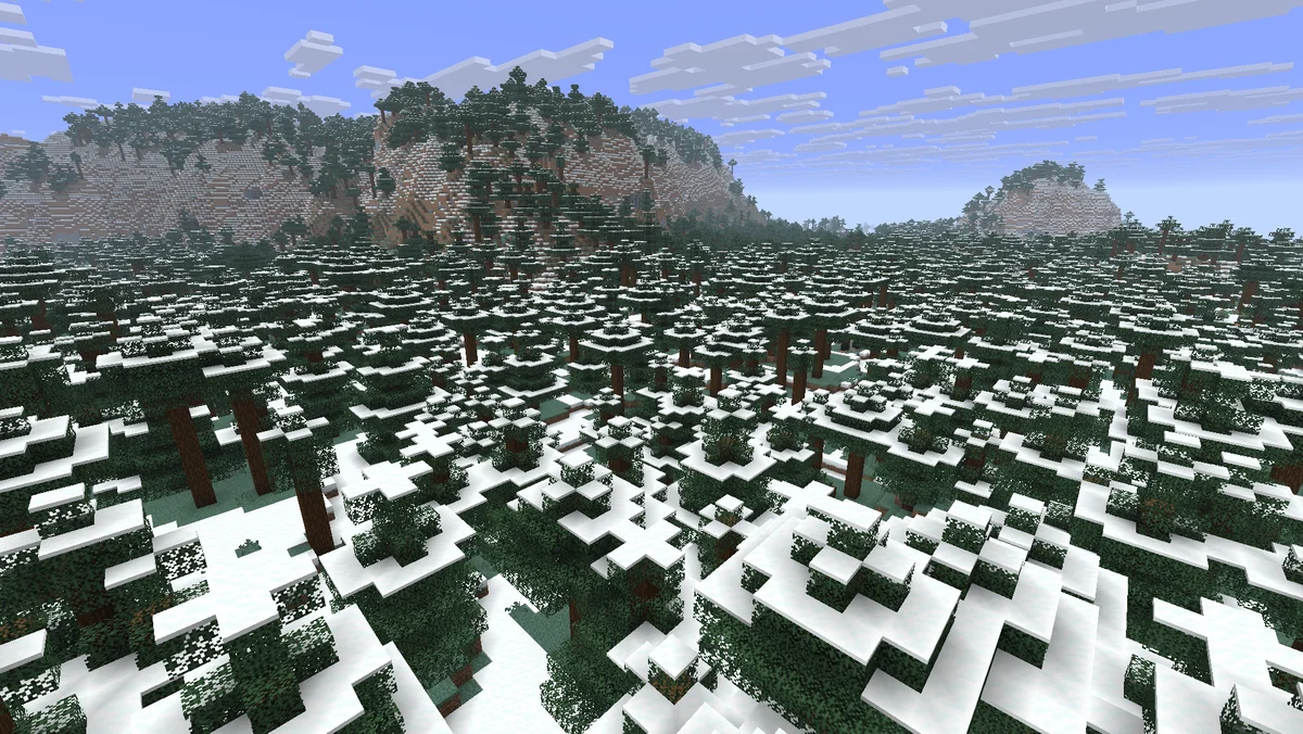 Taïga enneigée dans Minecraft